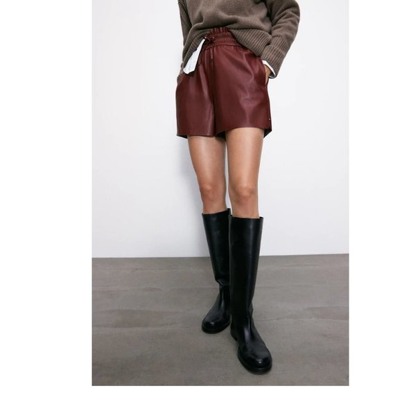Zara Faux Leather Highwaisted Shorts Sz 